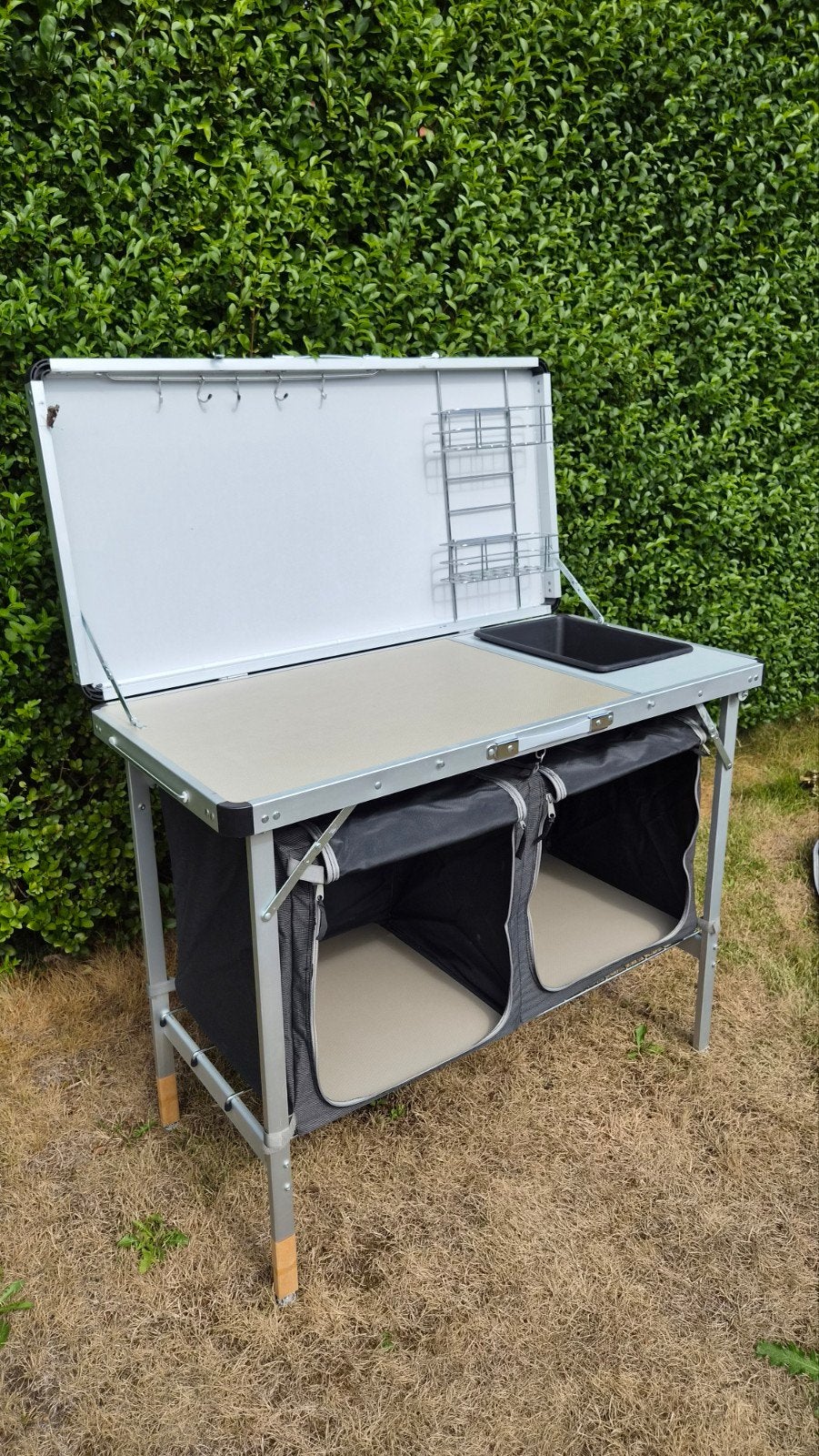 Opvouwbare campingkeuken met spoelbak en opbergruimte, Caravans en Kamperen, Kampeeraccessoires, Ophalen