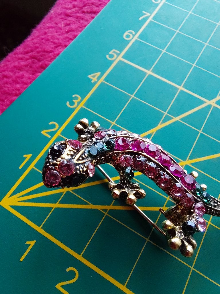 Mooi gekleurde strass broche salamander, Overige materialen, Overige kleuren, Verzenden, Nieuw