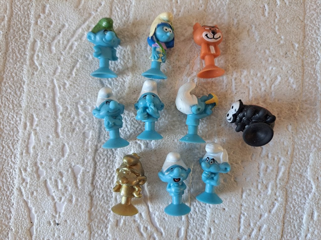 10 Smurfen Figuren Rubber Smurfjes Speelfiguren, Ophalen of Verzenden, Zo goed als nieuw, Verschillende Smurfen, Poppetje, Figuurtje of Knuffel