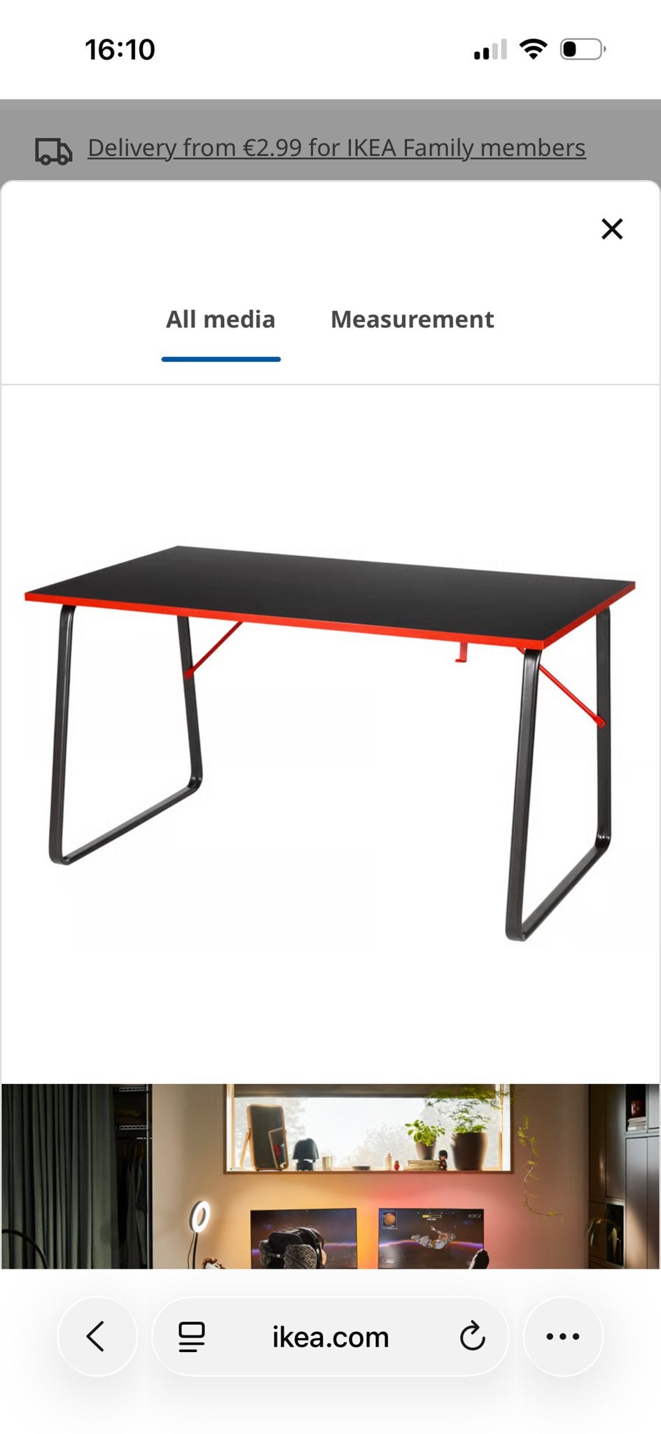 IKEA Gaming Bureau Zwart/Rood/ desk/ biurko, Ophalen, Zo goed als nieuw