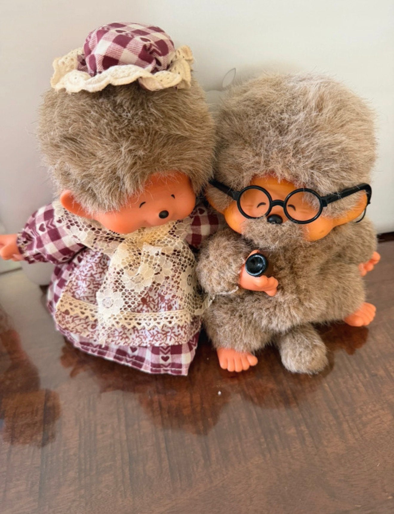 Zeldzame set - Sekiguchi Monchhichi OPA EN OMA 20cm, Verzamelen, Beren en Cherished Teddies, Verzenden, Zo goed als nieuw, Stoffen beer