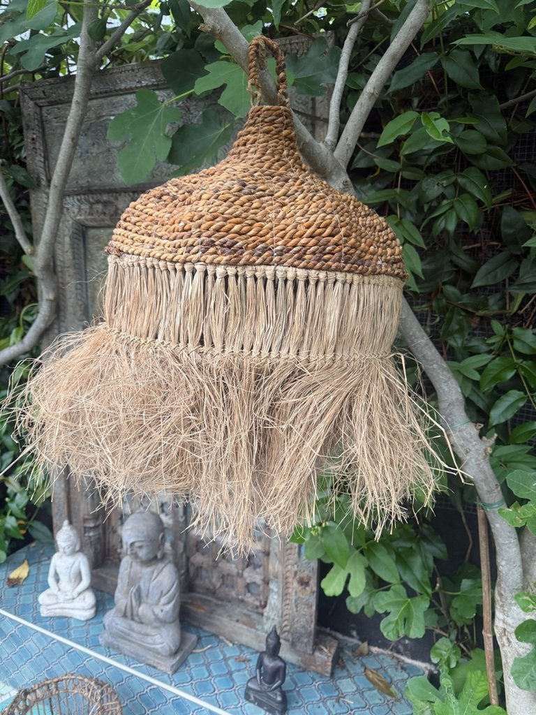Lampenkap Bali bananenblad touw Ibiza hanglamp boho 40 cm, Verburgt Vintage, Natuurlijk materiaal, Nieuw, Ophalen of Verzenden