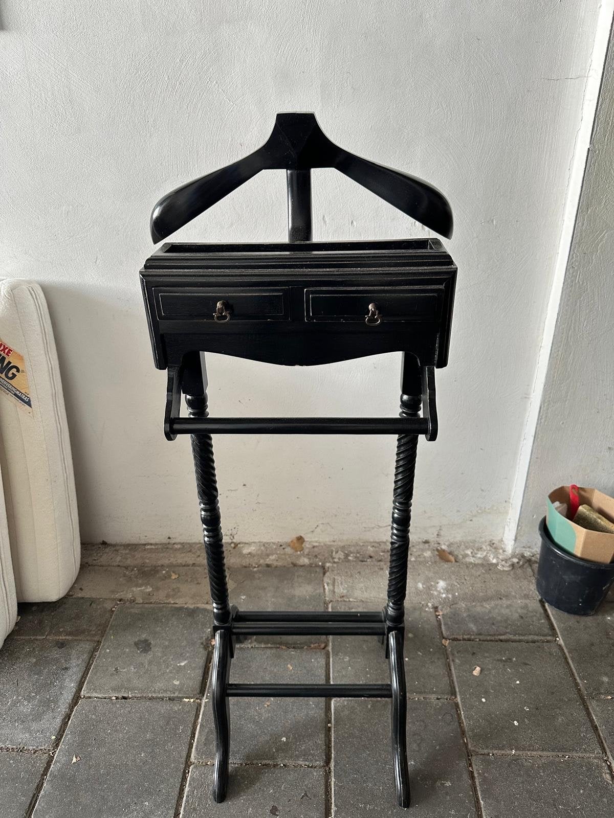 Zwarte Valet Stand / Kledingrek met Lades - Vintage Stijl, Ophalen, Gebruikt, 100 tot 150 cm, Staande kapstok