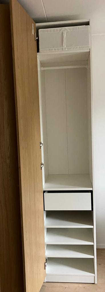 Mooi Ikea Pax kast met planken roede en lade 50 x 58 x 236, Ophalen, 50 tot 100 cm, Zo goed als nieuw, 50 tot 75 cm