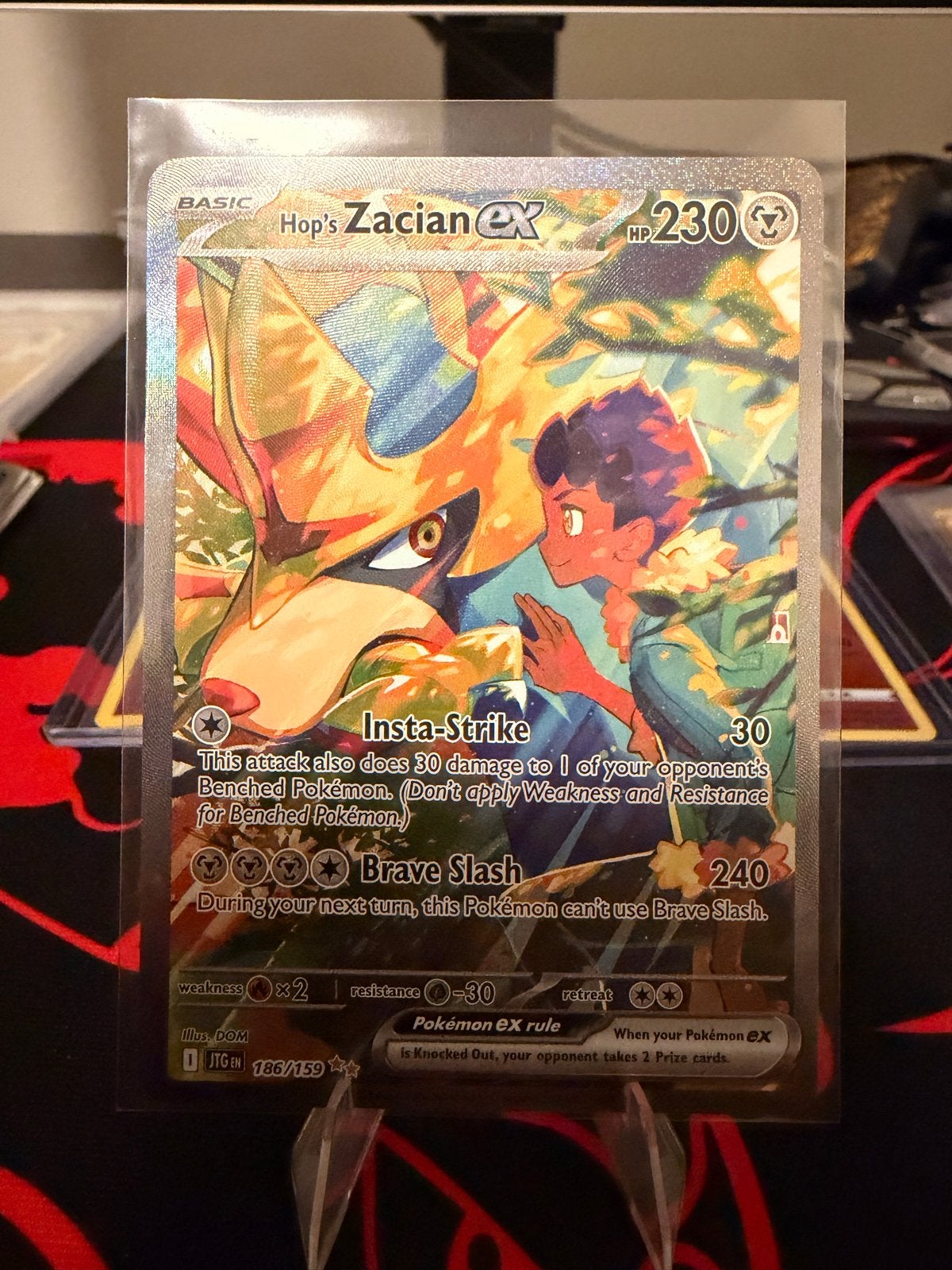 Hop's Zacian ex (Full Art) Pokémon kaart 186/159, Ophalen of Verzenden, Zo goed als nieuw, Losse kaart, Foil