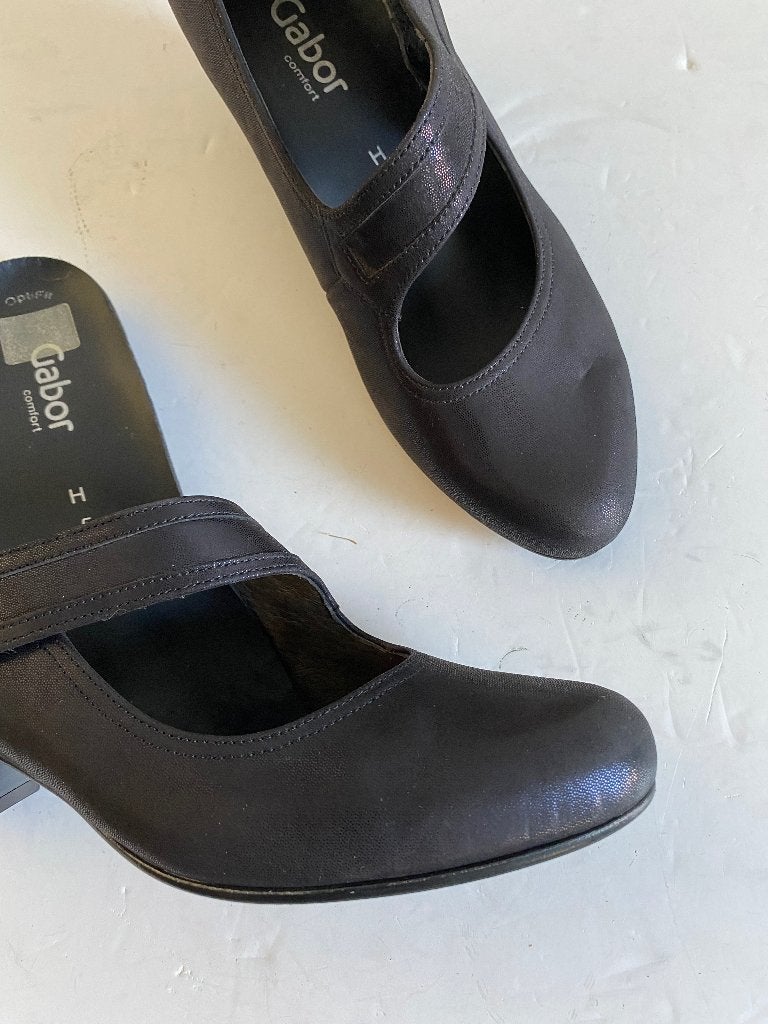 K329 Gabor mt. 38/H pumps leren schoenen leer zwart hak, Pumps, Zwart, Gabor, Ophalen of Verzenden