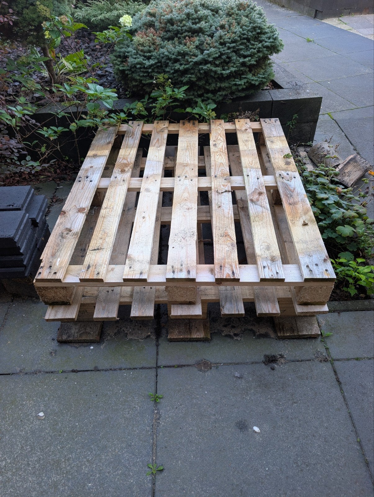 2 houten pallets, Ophalen, Gebruikt, Overige typen, 50 mm of meer