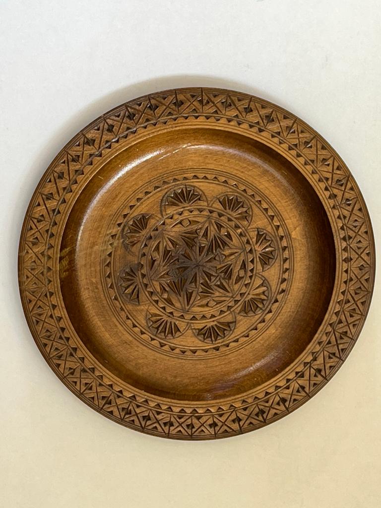 Vintage Handgesneden Houten Sierbord - Volksmotieven, Ophalen of Verzenden