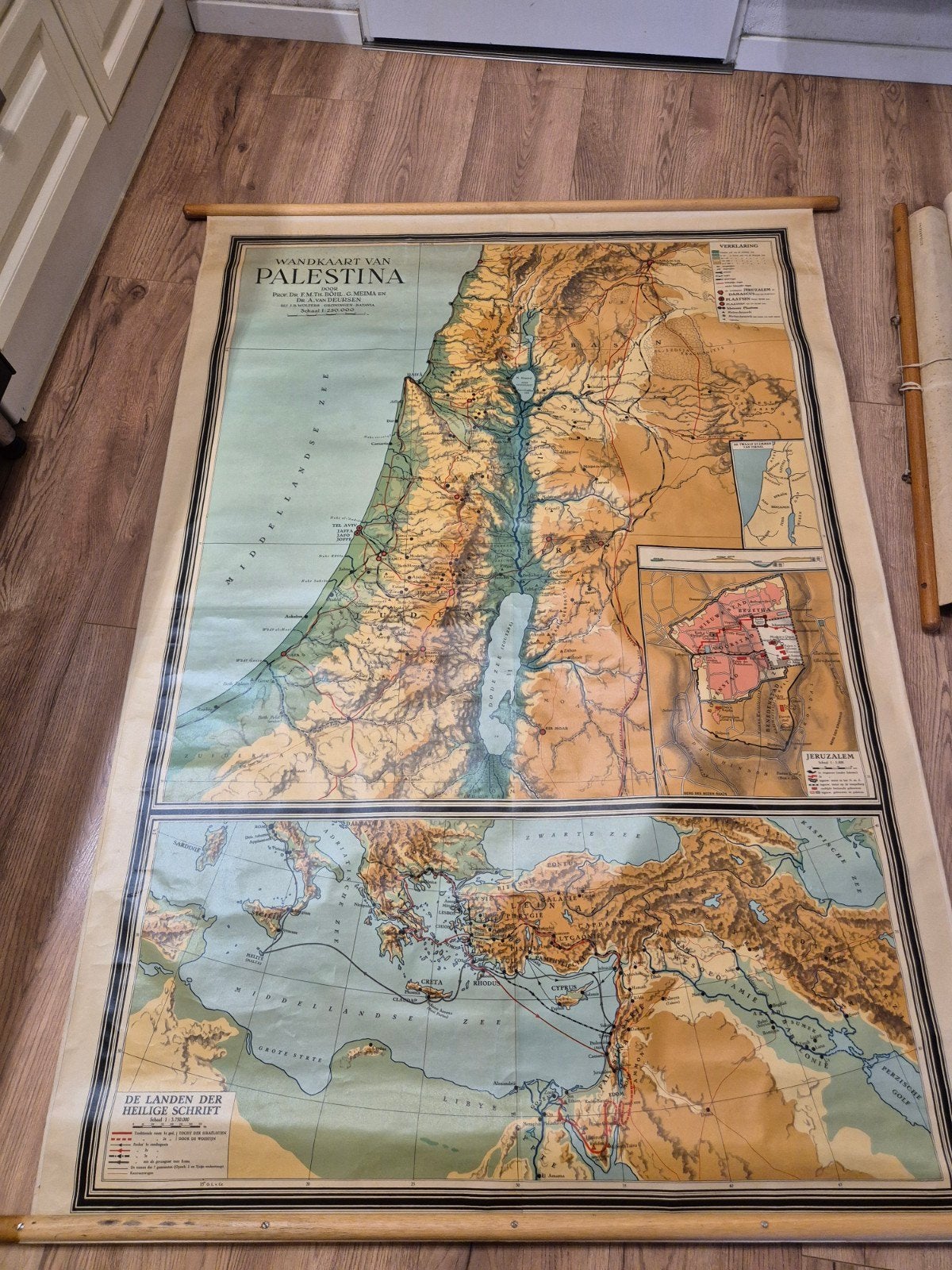 Antieke Wandkaart van Palestina - Bohl, Meima, Deursen, Ophalen, Aardrijkskunde