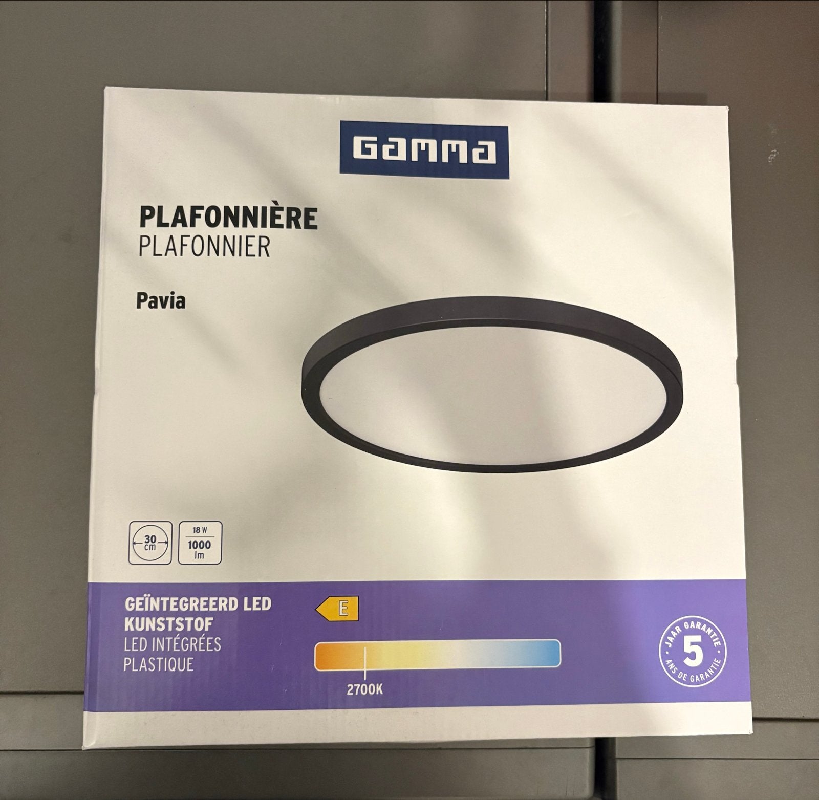 5x GAMMA Plafondlamp Pavia LED - Nieuw in doos, Huis en Inrichting, Ophalen, Kunststof, Zwart, LED