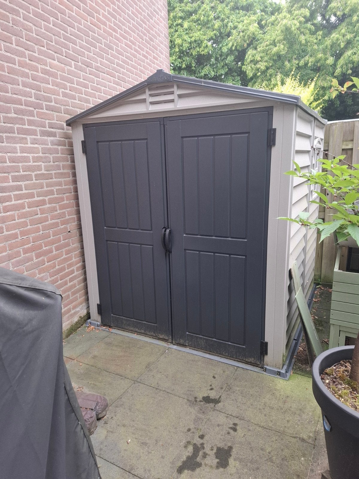 Tuinhuis 190x190 kunststof., Tuin en Terras, Tuinhuizen, Kunststof, Gebruikt, Schuur, Minder dan 200 cm