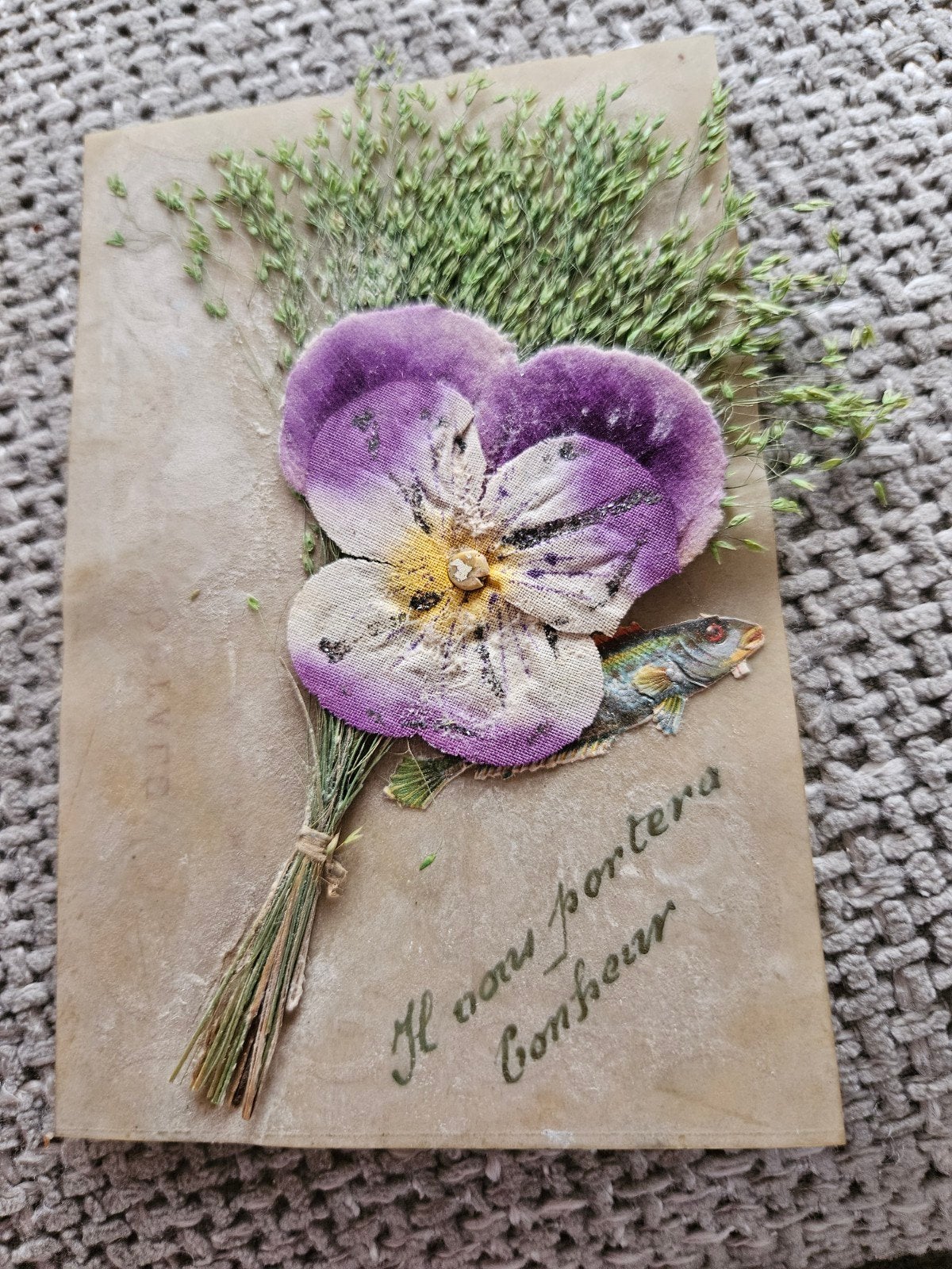 Celluloid Mica Ansichtkaart - Gelukbrengend, Ophalen of Verzenden, Voor 1920, Gelopen, Natuur