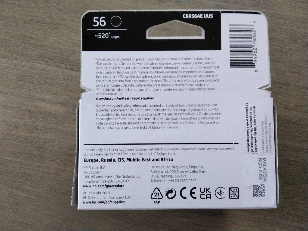 Inktcartridge HP 56 (C6656 AE)inktcartridge Zwart, Ophalen of Verzenden, Nieuw, Cartridge, HP