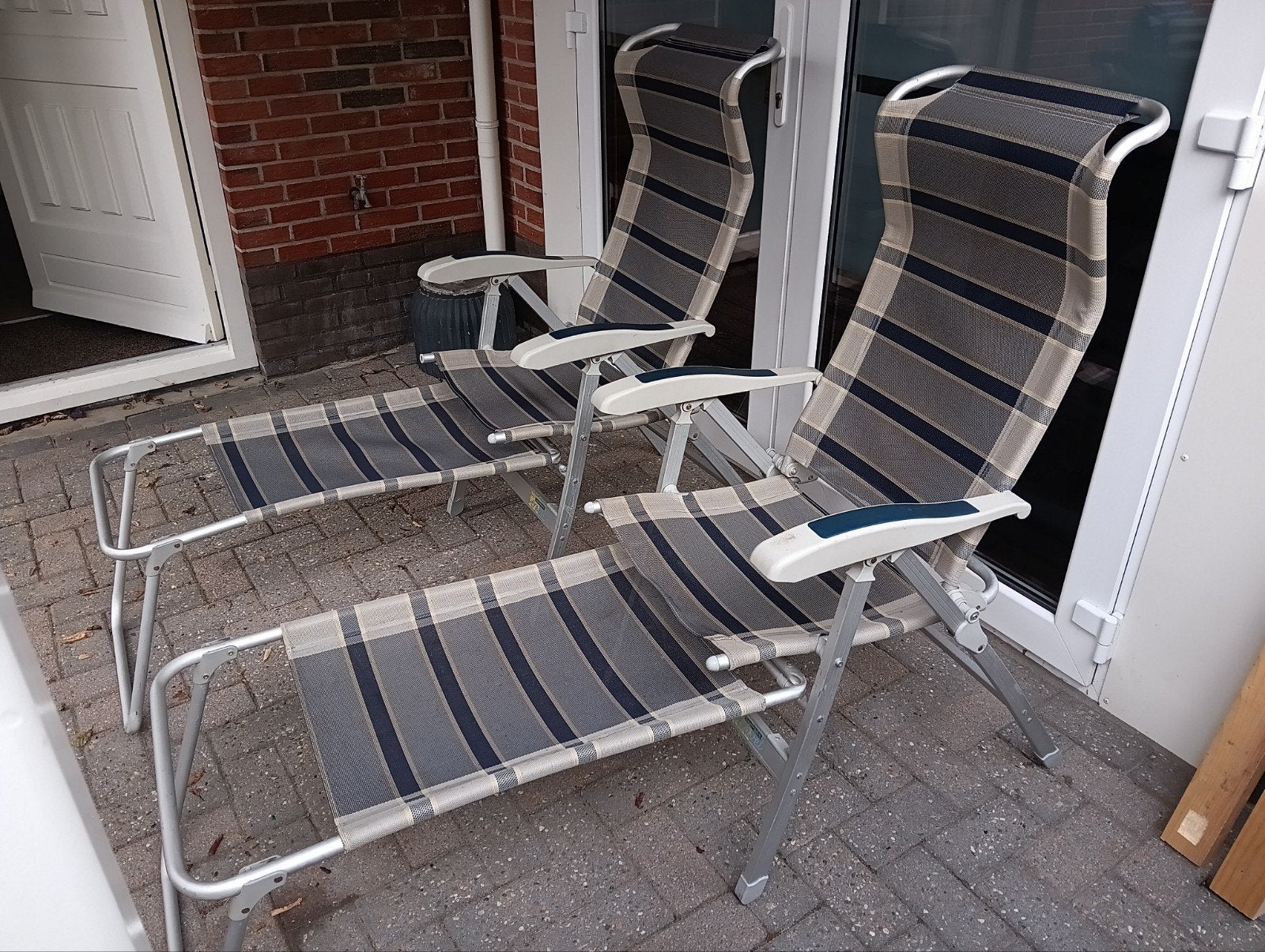 2x Comfortabele verstelbare campingstoelen/ligstoelen, Ophalen, Gebruikt, Campingstoel