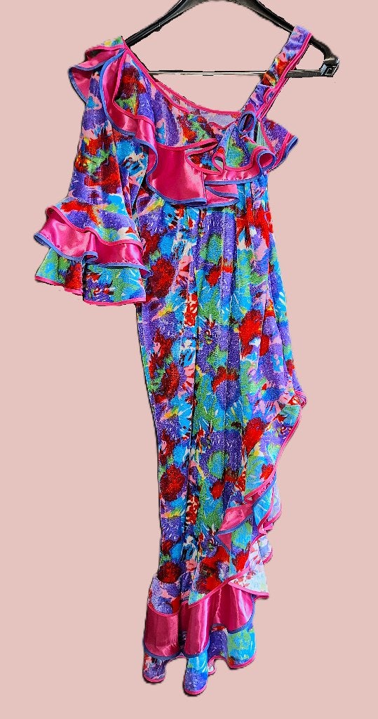 Caribische Salsa/Carnaval jurk, incl. pruik & wig cap, mt 38, Carnaval, Kleding, Ophalen, Maat 38/40 (M)
