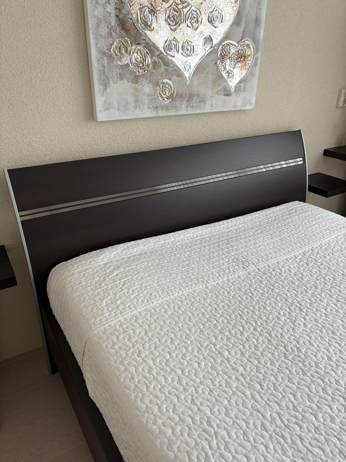 2persoons bed met lattenbodems, Ophalen, Overige materialen, Bruin, Tweepersoons
