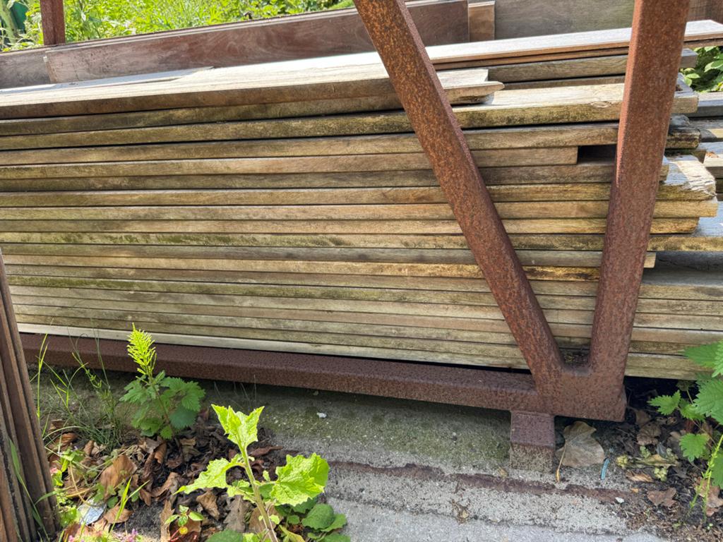Partij Hardhouten Planken - Schutting, Tafel, Meubel, Recycl, Gebruikt, 25 tot 50 mm, Ophalen of Verzenden, Plank