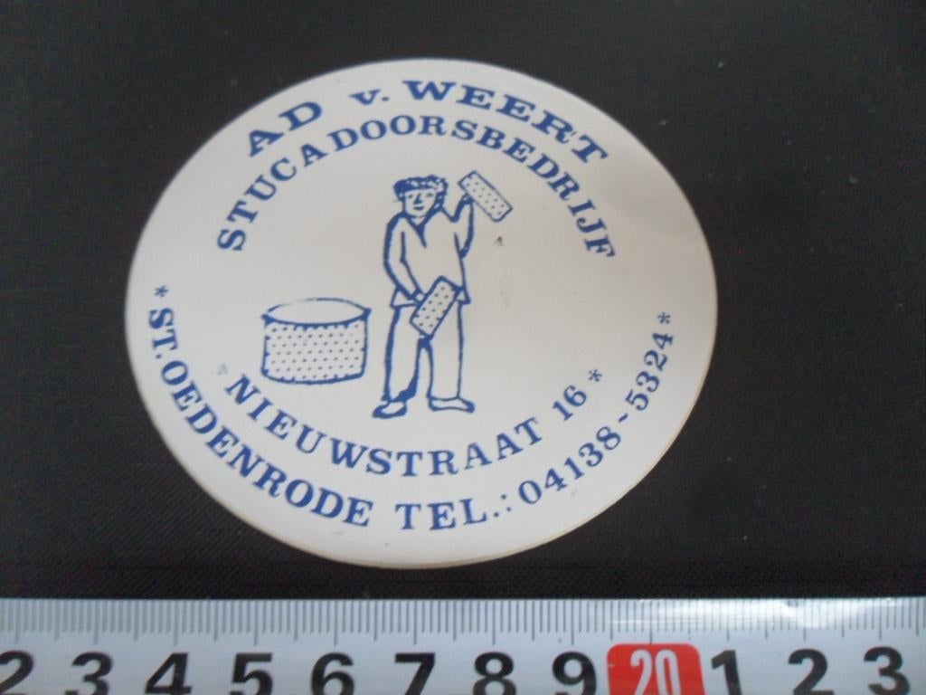 sticker St. Oedenrode AD v. WEERT stucadoorsbedrijf Nieuwstr, Ophalen, Zo goed als nieuw