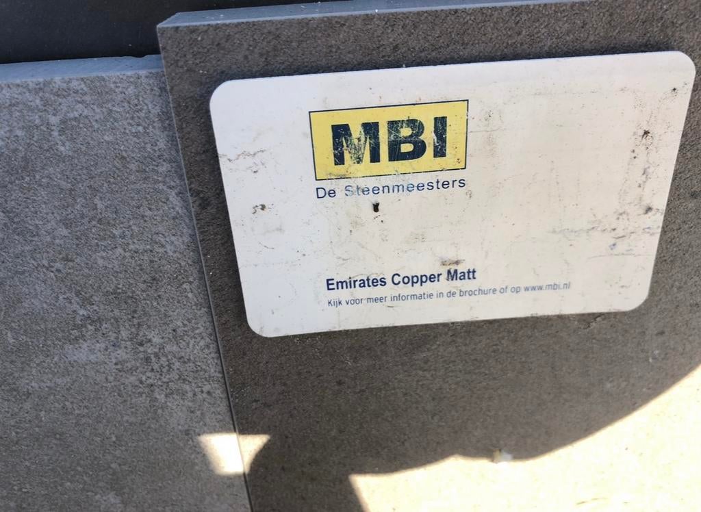 Keramische terras tegel MBI emirates copper matt., Tuin en Terras, Ophalen, Zo goed als nieuw, Keramiek, Terrastegels