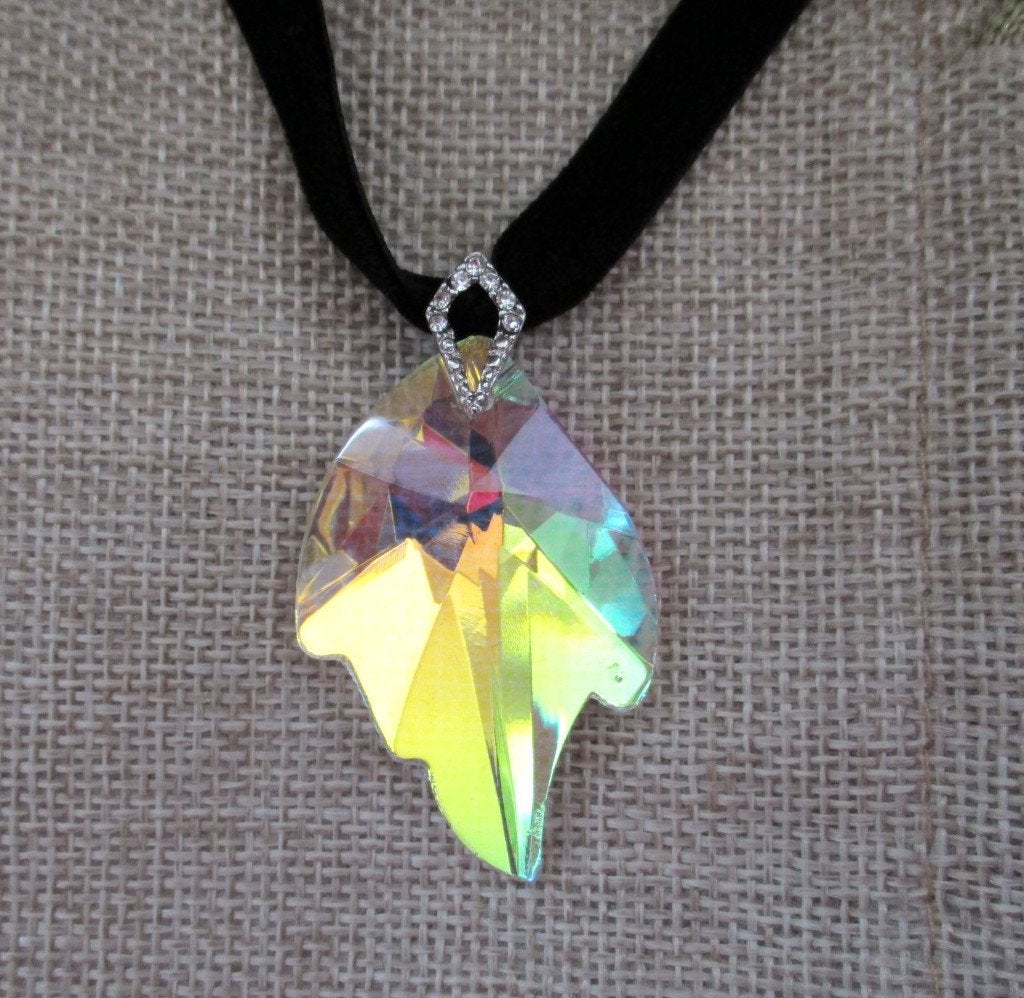Tachyon Archion® gestructureerde ketting - kristal blaadje, Ophalen of Verzenden