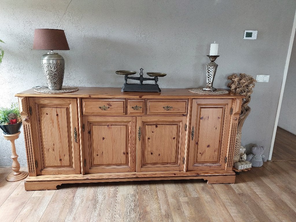 Antiek grenen dressoir Creafort, Ophalen, Gebruikt, 150 tot 200 cm, Met lade(s)