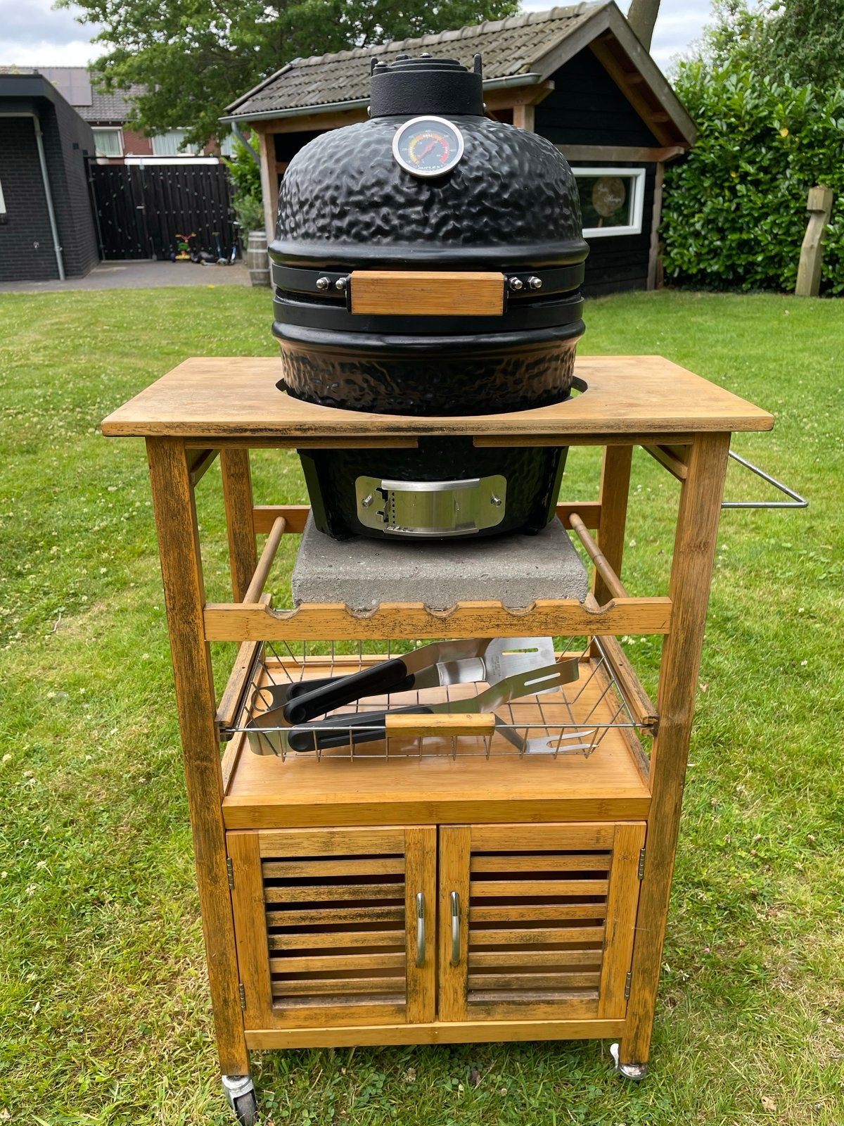 Kamado BBQ (13 inch) met onderstel, Ophalen, Zo goed als nieuw