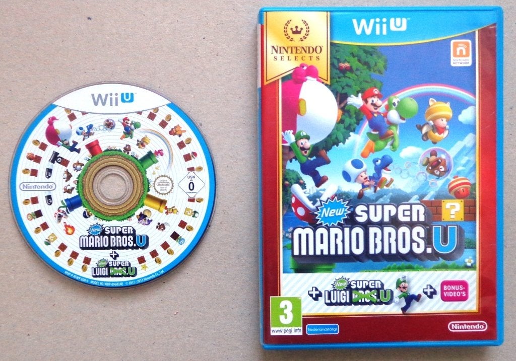 New Super Mario Bros + New Super Luigi U voor de Wii-U, Spelcomputers en Games, 1 speler, Ophalen of Verzenden, Zo goed als nieuw