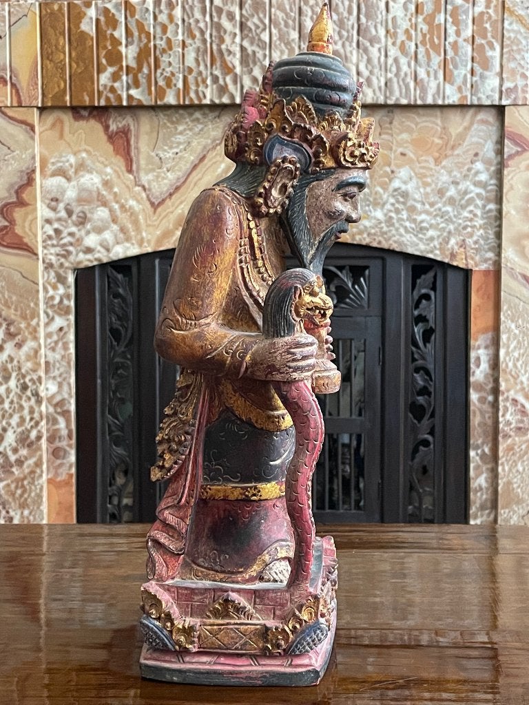 Balinese priester - polychrome houtsnijwerk - Indonesië, Antiek en Kunst, Kunst | Beelden en Houtsnijwerken, Ophalen of Verzenden