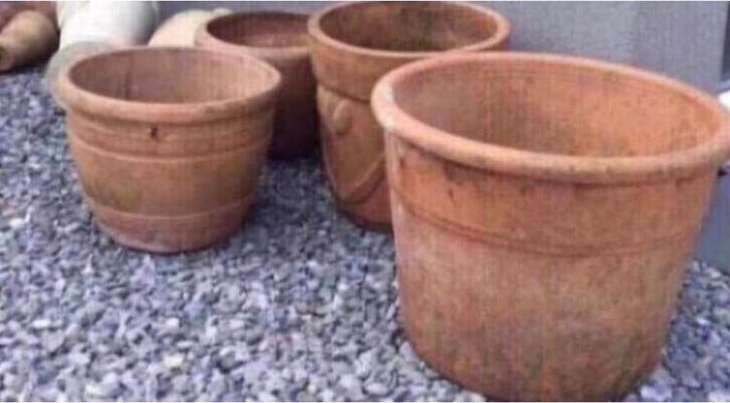 Oud Hollandse terracotta bloempotten diverse maten, 25 tot 40 cm, Gebruikt, Rond, Ophalen of Verzenden