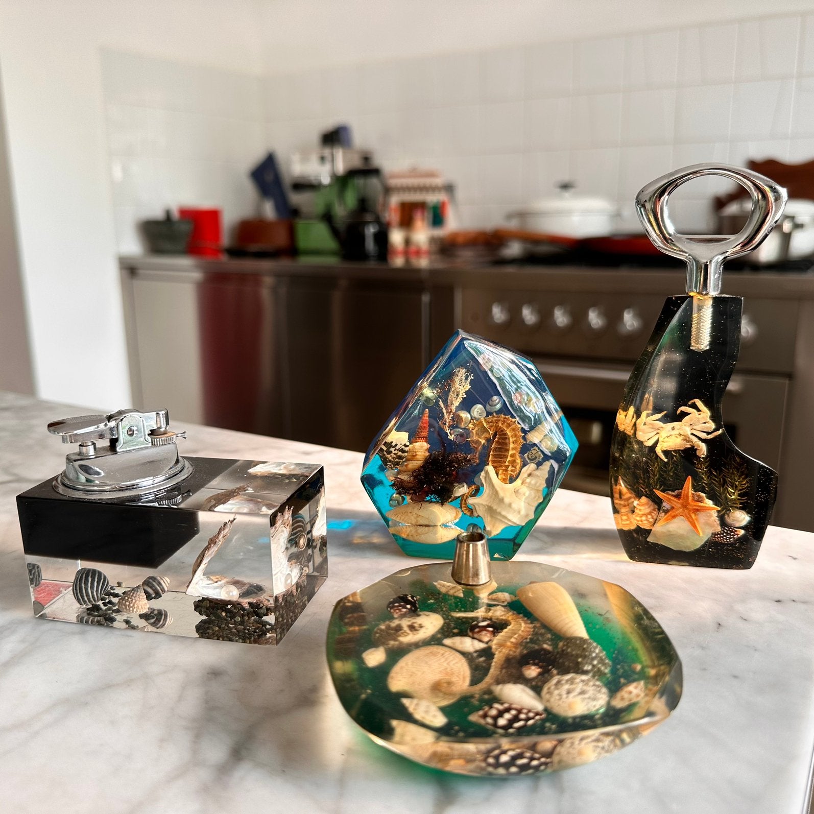 Vintage Kitsch Sealife Nautical Resin Lucite Items Souvenir, Ophalen of Verzenden, Huis en Inrichting