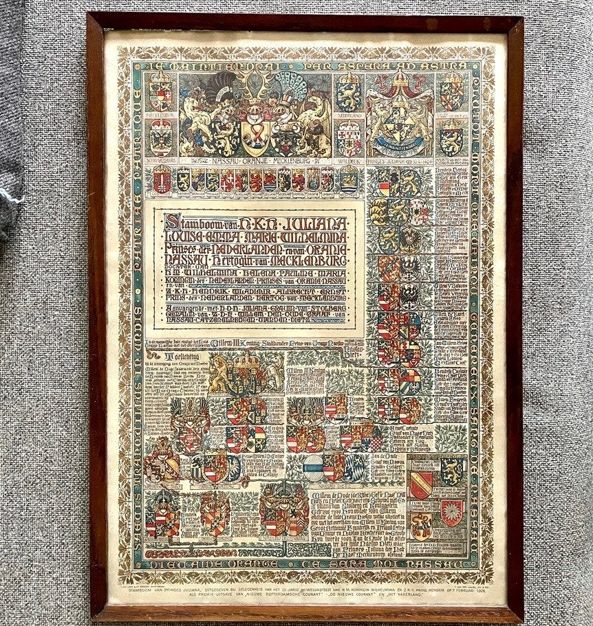Stamboom van HKH Juliana, Ophalen of Verzenden, Kaart, Foto of Prent