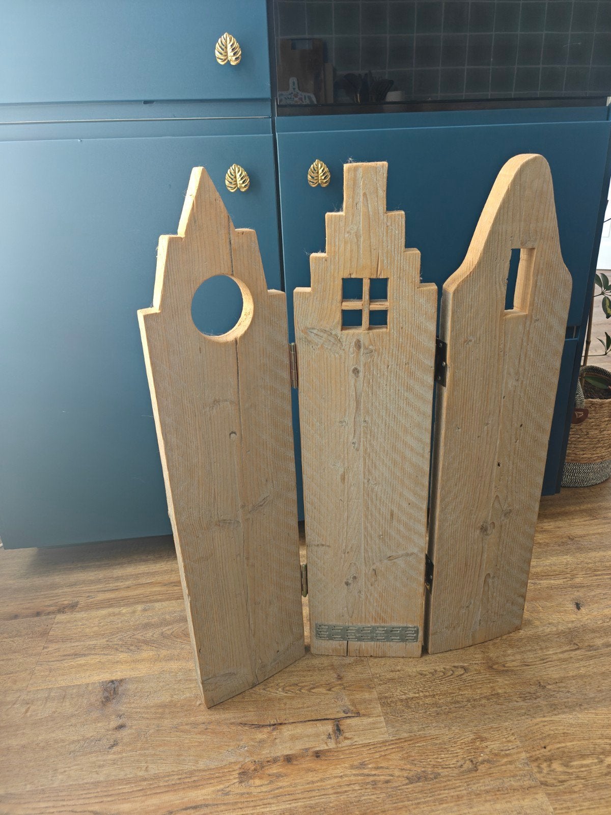 Houten paneel grachtenpand huisjes, Ophalen of Verzenden, Zo goed als nieuw