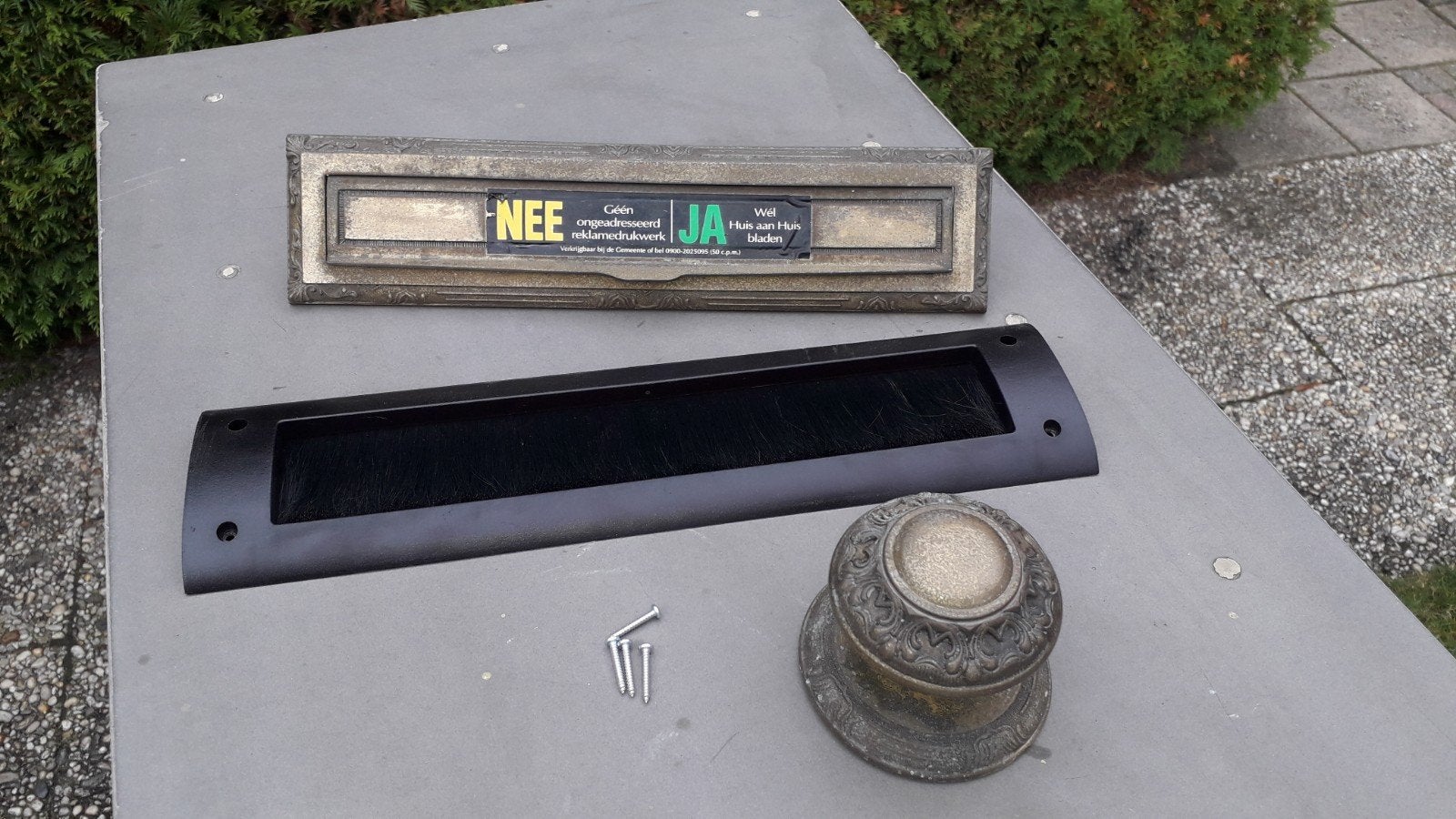 Brievenbusklep set + deurknop, Ophalen of Verzenden, Gebruikt, Overige materialen, Brievenbusklep