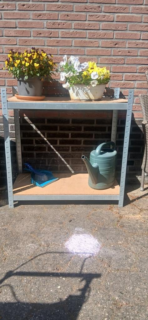 Aluminium stellingen met cardboard platen te koop, Ophalen, Gebruikt