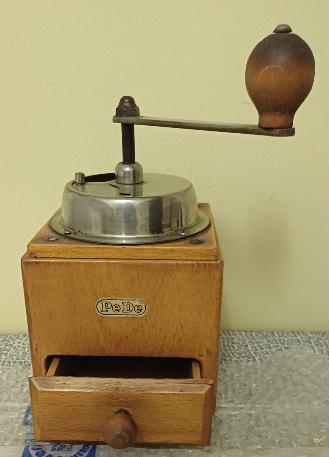 vintage houten koffiemolen (Pede) compleet, Ophalen of Verzenden