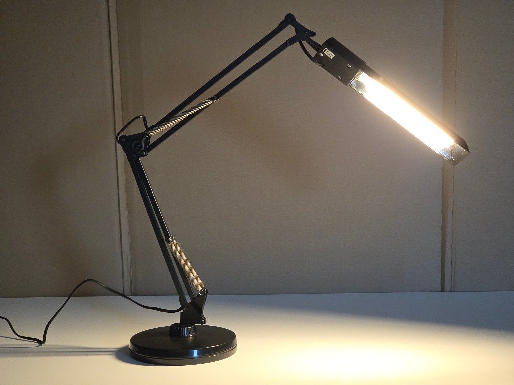 Unilux Swingo anglepoise architectenlamp / bureaulamp, Bureaulamp, Kunststof, Inclusief lichtbron, Ophalen of Verzenden