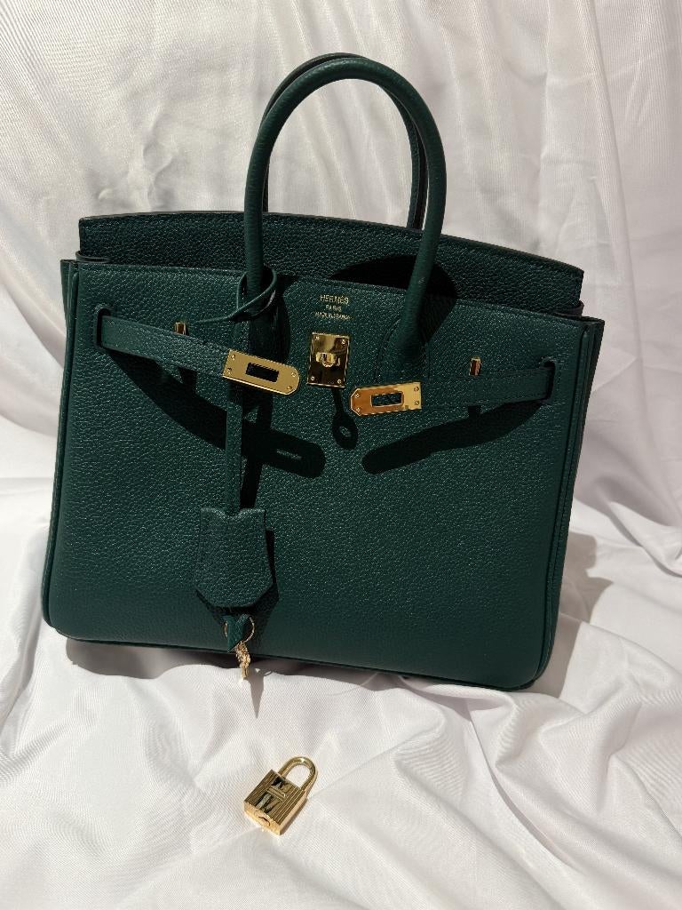 Hermès Birkin 25 – Groen Togo Leer met Gouden Hardware, Ophalen of Verzenden, Zo goed als nieuw, Groen, Handtas