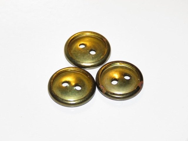 50 CENT OF GRATIS 3 vintage koperkleurige metalen knoopjes, Ophalen, Zo goed als nieuw, Knoop of Knopen