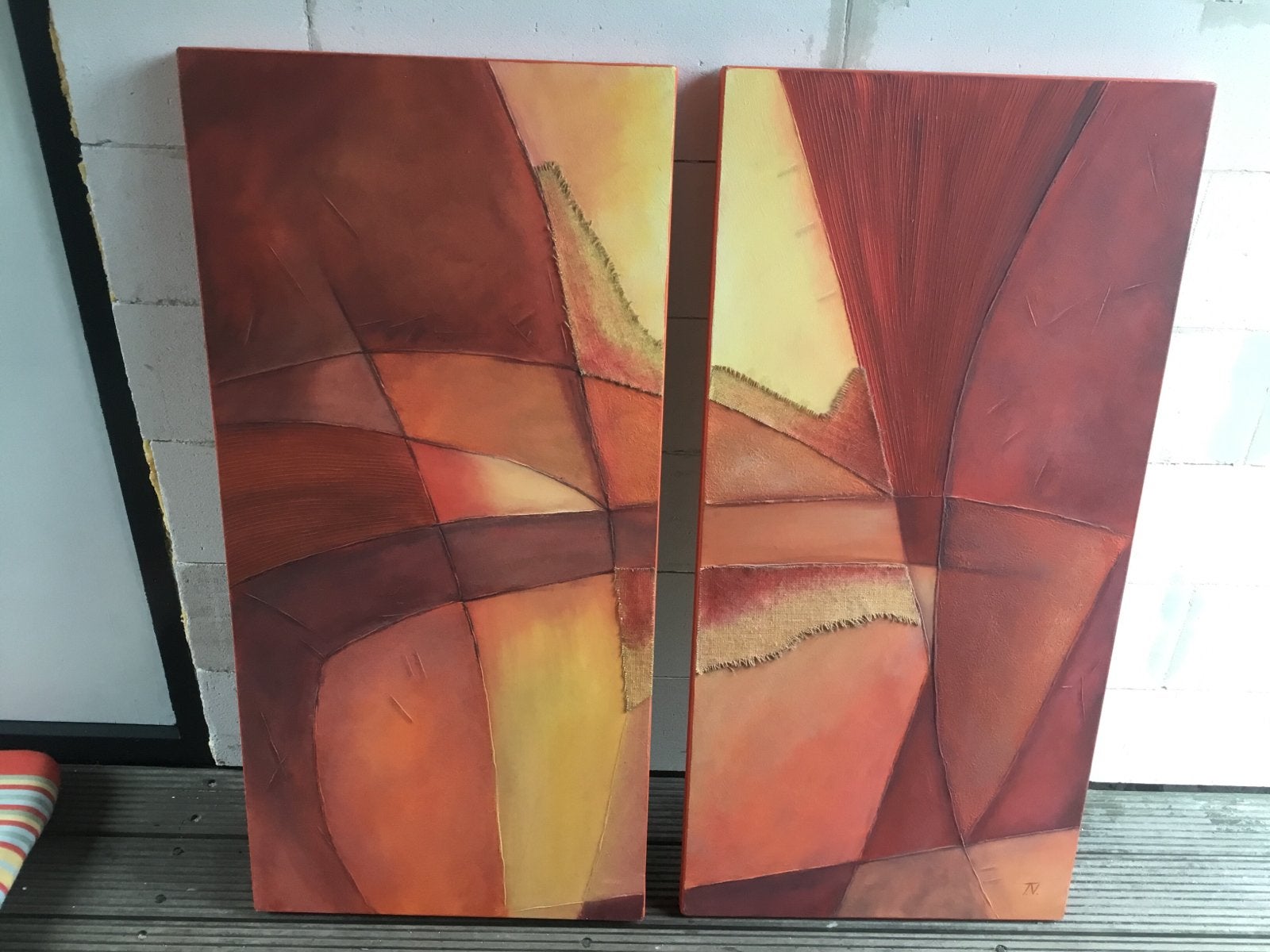 Abstracte kunstwerken 'Freedom of Movement' (2 stuks), Ophalen