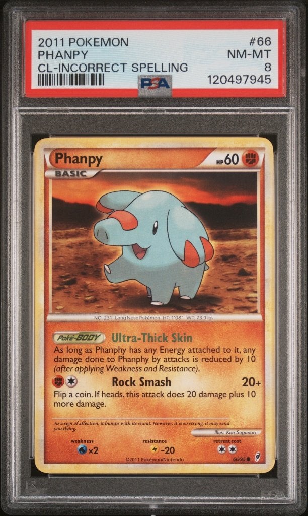 Pokemon Phanpy ERROR TEXT Call OF Legends Misprint PSA 8, Hobby en Vrije tijd, Verzamelkaartspellen | Pokémon, Ophalen of Verzenden
