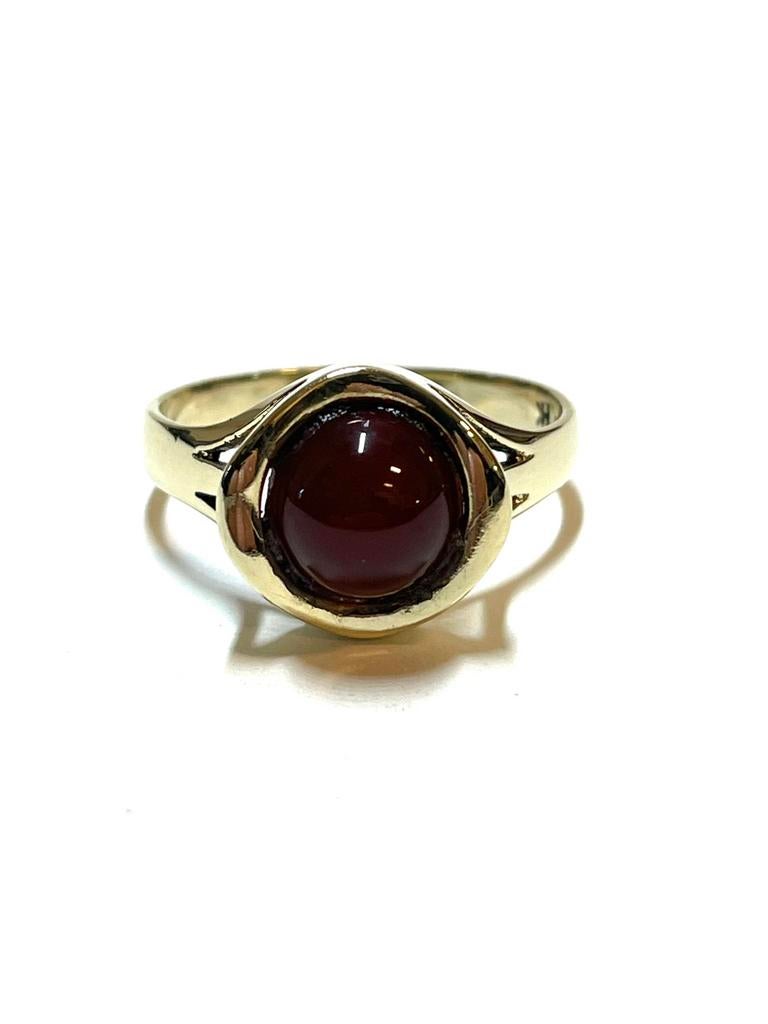 8k gouden ring met carneool, 18 tot 19, -, -, Ophalen of Verzenden