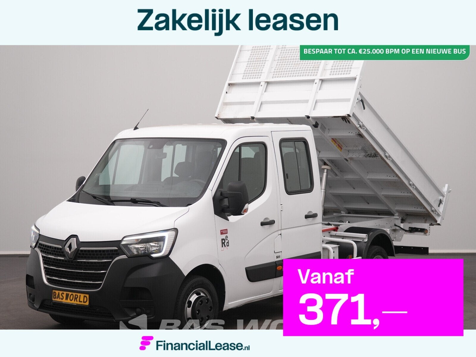 Renault Master 130PK Kipper Dubbel Cabine 3500kg trekhaak Ai, Gebruikt, Euro 6, 4 cilinders, Renault