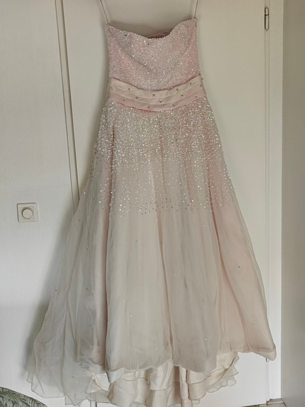 Prachtige bruidsjurk/galajurk poeder roze bling/bling, Ophalen of Verzenden, Zo goed als nieuw, Roze, Trouwjurk
