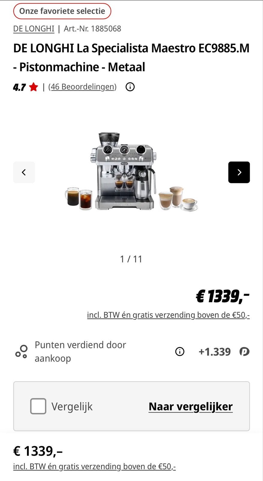 MUST GO - DE LONGHI La Specialista Maestro EC9885.M Espresso, Witgoed en Apparatuur, Koffiezetapparaten, Ophalen, Afneembaar waterreservoir