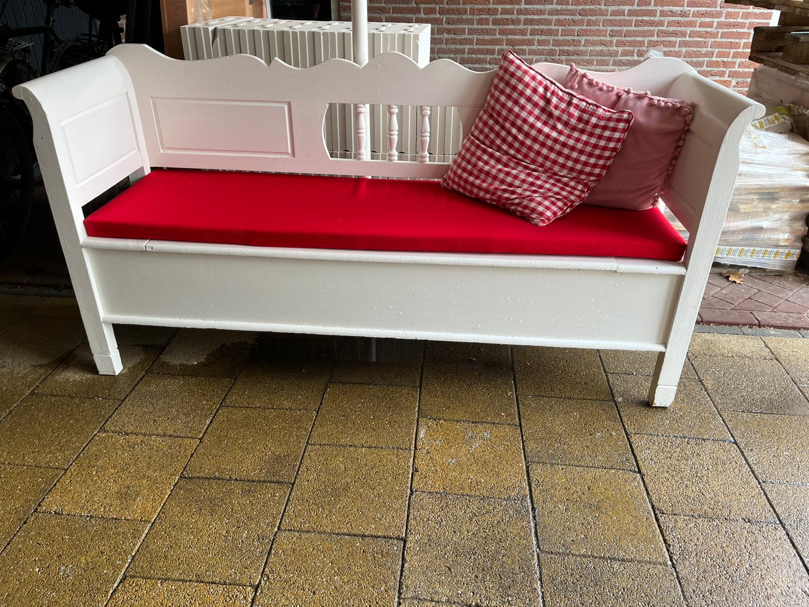 Vintage Houten klepbank, Ophalen