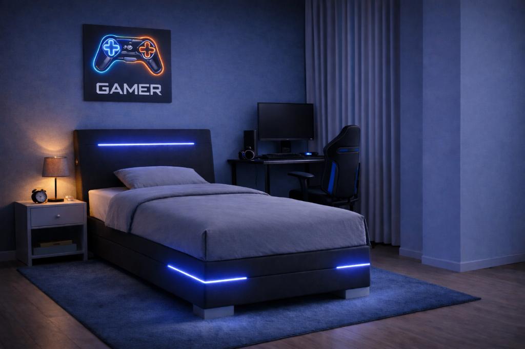 Boxspring Dallas 90x200 met opbergruimte en USB/LED-nieuw, Huis en Inrichting, Slaapkamer | Bedden, Nieuw, Eenpersoons, 90 cm