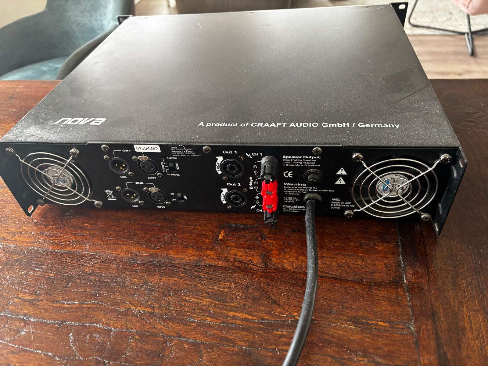 Nova-X1200 Professionele Eindversterker 2x600W, Ophalen, Gebruikt, 1000 watt of meer, P.A.