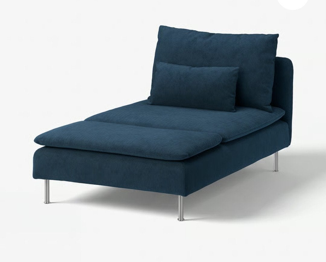 SÖDERHAM hoes voor longue-element, Kelinge donkerblauw, Ophalen, Eenpersoons, Grijs