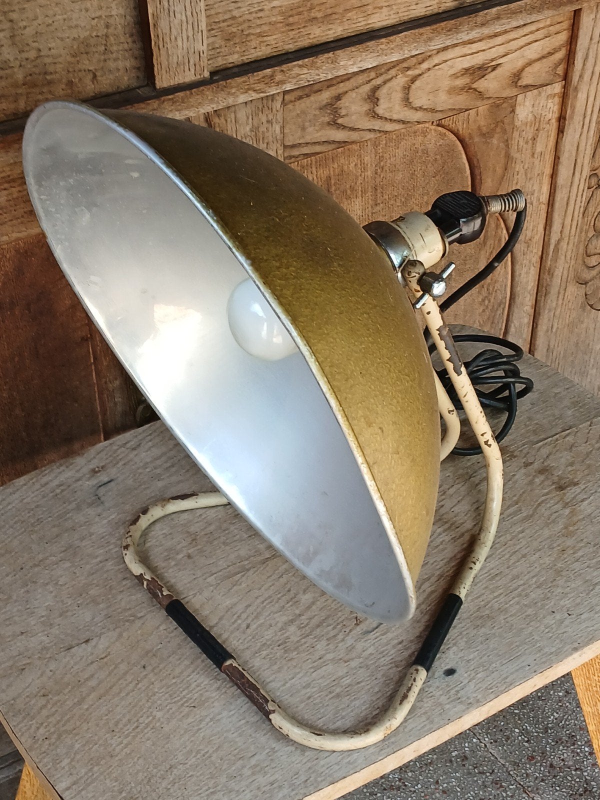 Vintage industriële lamp - werkplaatslamp, Ophalen of Verzenden