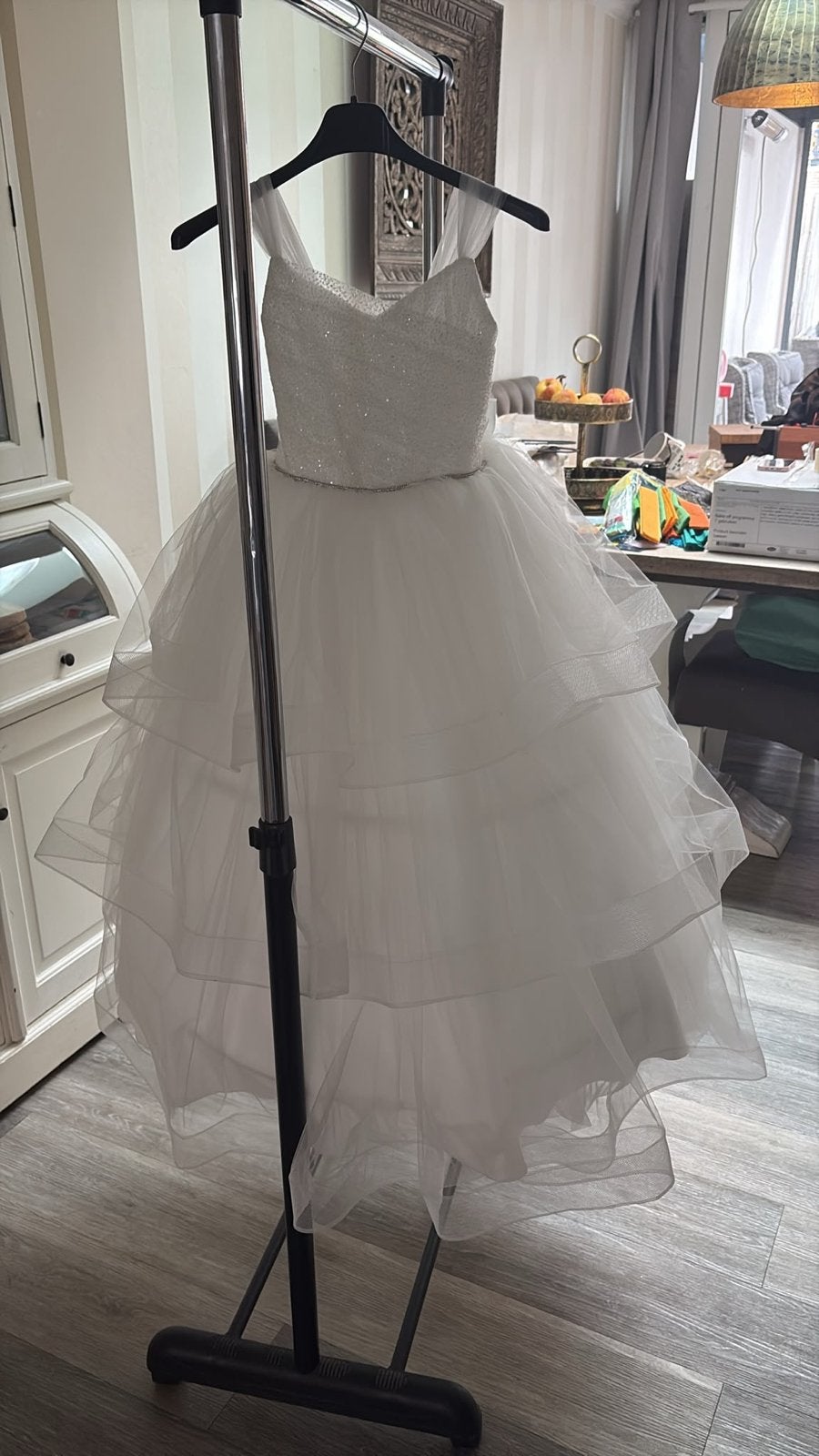 Prachtige witte bruidsmeisjesjurk / communiejurk, Kleding | Dames, Ophalen of Verzenden, Zo goed als nieuw, Wit, Bruidsmeisjeskleding